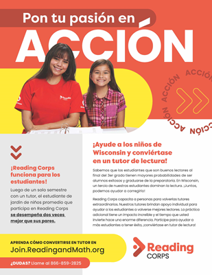 Flyer - WI Reading Corps (Spanish)